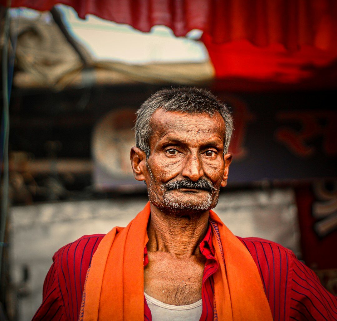 elderly man portrait on street