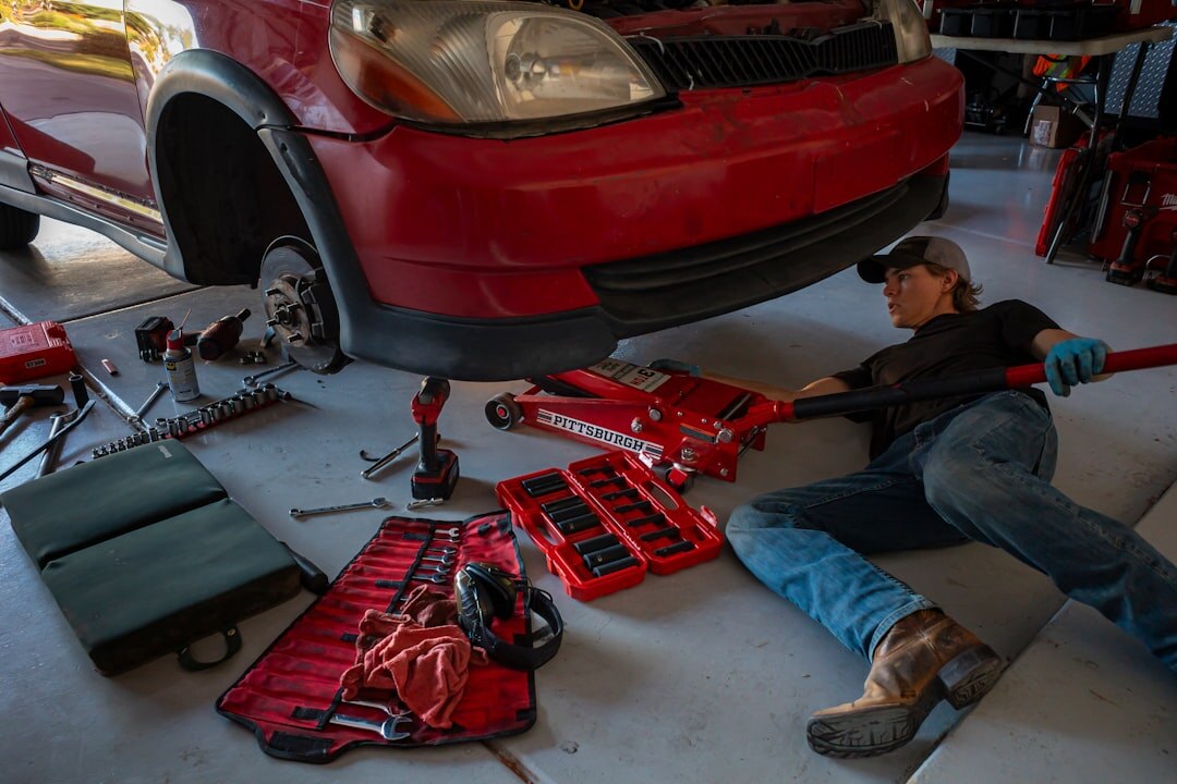 man working in garage