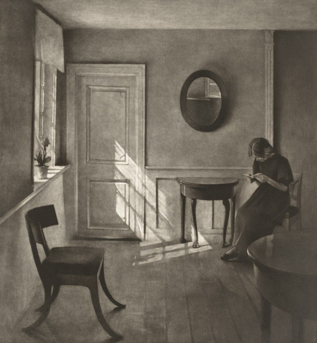 Portrait of an elderly Danish woman sitting by a window telling her story